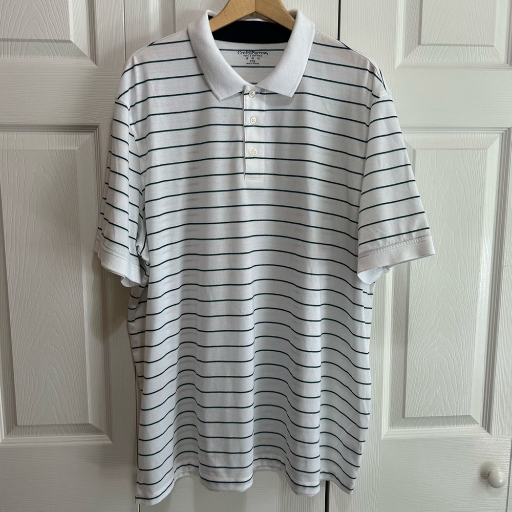 Men's Croft & Barrow Cool & Dry Polo,  White with black stripes, Size XXL